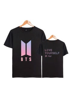 Buy BTS Printed T-Shirt Black/Pink in UAE