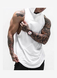 Buy Cowl Neck Tank Top With Hood White in Saudi Arabia