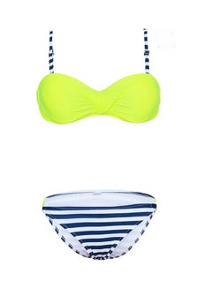 Buy Striped Bikini Set Yellow/Blue in Saudi Arabia