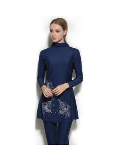 Buy 2-Piece Long Sleeve Swimsuit Bukinis Blue in UAE