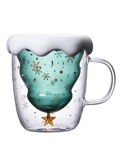Buy Snowflakes Design Double Wall Insulated Glass Cup Clear in Saudi Arabia