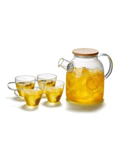 Buy Heat Resistant Glass Teapot Set Clear 1500ml in Saudi Arabia