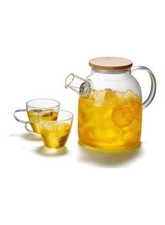 اشتري طقم إبريق شاي زجاجي مقاوم للحرارة شفاف 1500ملليلتر في السعودية