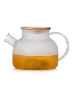 Buy Heat Resistant Glass Teapot Set Clear 800ml in UAE