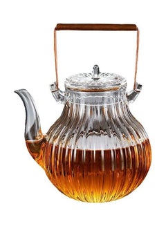 اشتري طقم إبريق شاي زجاجي مقاوم للحرارة شفاف 750مل في السعودية