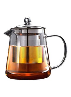 Buy Heat Resistant Glass Teapot Set Clear 600ml in UAE