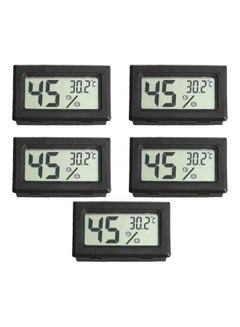 Buy 5-Piece Digital LCD Temperature And Humidity Meter Set Black in Saudi Arabia