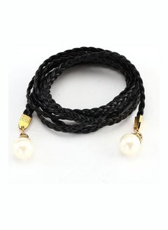 Buy Pearl Decor Braided Waist Belt Black/White in Saudi Arabia