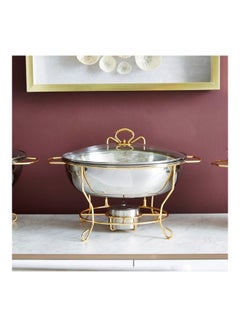 Buy Wellshine Metallic Chafing Dish With Lid Silver/Gold/Clear 6Liters in UAE