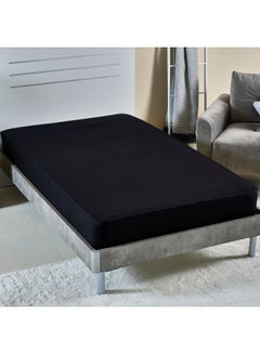 Buy Wellington Twin Fitted Sheet Cotton Black 120X200cm in UAE