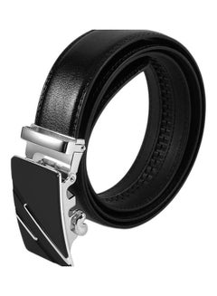 Buy Automatic Buckle Leather Belt Black/Silver in UAE