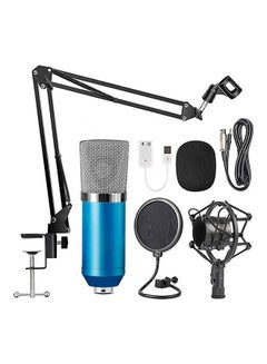 Buy 7-Piece USB Condenser Microphone And Tripod Kit BM700-Blue Balck/Blue in Saudi Arabia
