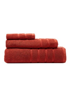 Buy 3-Piece Vision Collection Towel Set Includes 1xBath Towel 70x140cm, 1xHand Towel 50x90cm, 1xFace Towel Red 33cmx33cm in Saudi Arabia