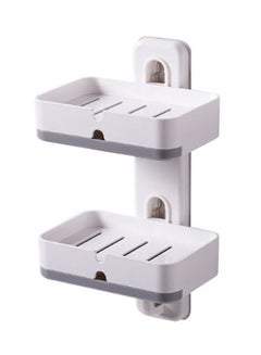 Buy Double Layer Wall Soap Holder White 13x10x25cm in UAE