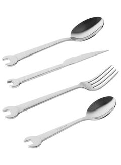 Buy 4-Piece Stainless Steel Wrench Shaped Spoon And Fork Set Silver in UAE