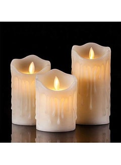 Buy 3-Piece Smokeless Flameless Battery Operated Led Tea Light Candle White in UAE