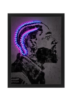 Buy Nipsey Hussle Neon Wall Decor Poster With Frame Multicolour 30x40cm in UAE