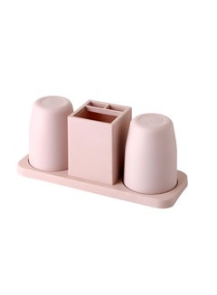 Buy 3-Piece Toothbrush Tumbler Holder Set Pink 26.5x10x11.5cm in Saudi Arabia