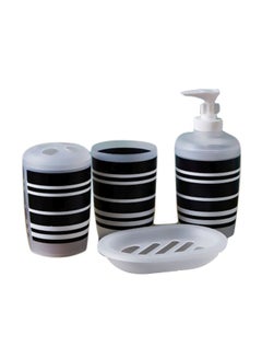 Buy Pack Of 4 Striped Bath Set Black/White in Saudi Arabia