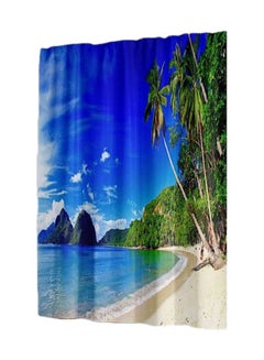 Buy 13-Piece Beach Printed Shower Curtain With Hooks Set Multicolour 165x180centimeter in Saudi Arabia