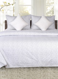 اشتري Duvet Cover Set- With 1 Duvet cover 200X220 Cm And 2 Pillow Cover 50X75 Cm And 2 Cushion Cover 40X40 Cm  - For Queen Size Mattress - Pearl White 100% Cotton Cotton Floral Pearl White Queen none في الامارات