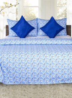 Buy Duvet Cover Set - Made of Microfiber Cotton With 1 Comforter 200X220 Cm, 2 Pillow Cover 50X75 Cm, 2 Cushion Cover 40X40cm - For Queen Size Mattress - Aqua Blue/Azzure Blue Cotton Aqua Blue/Azzure Blue in UAE