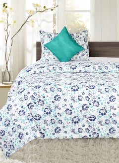 اشتري Duvet Cover Set- 100% Cotton 144 Thread Count  With Duvet Cover 150X200 Cm, 1 Pillow Cover 50X75 Cm, 1 Cushion Cover 40X40cm - For Twin Size Mattress - Blue/White/Green Cotton Blue/White/Green Twin في السعودية