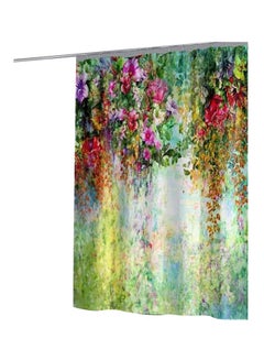 Buy Floral Printed Shower Curtain With Hook Pink/Blue/Green 165x180cm in Saudi Arabia