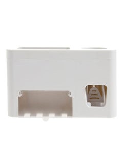 Buy Toothpaste Dispenser With Toothbrush Holder Grey /White 16x6.1x9.9cm in UAE