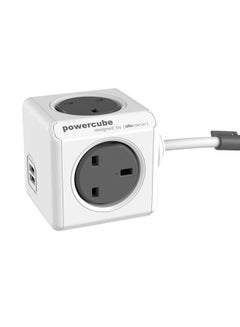 Buy PowerCube Extended Power Adapter With Dual USB Port Grey/White in Saudi Arabia