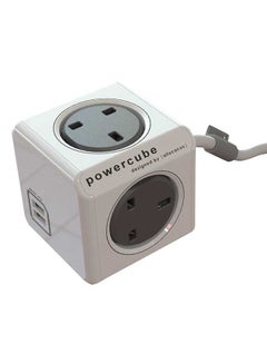 اشتري قابس كهربائي بتصميم مكعب قابل للتمديد بمنفذ USB مزدوج رمادي / أبيض في السعودية