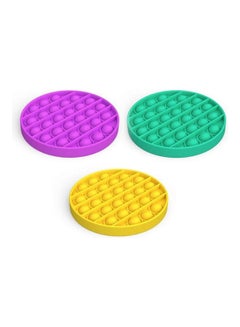 Buy 3-Piece Silicone Push Pop Bubble Sensory Squeeze Fidget Stress Relieve Squishy Toy 12.5x1.5x12.5cm in Saudi Arabia