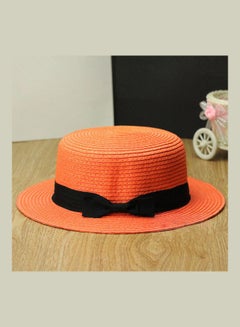 Buy Trilby Bowknot Straw Panama Beach Sun Hat Orange in Saudi Arabia