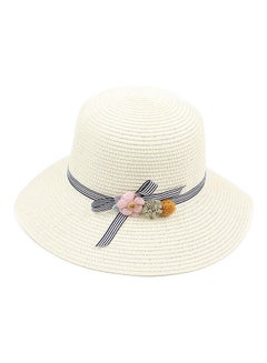 Buy Striped Summer Floppy Beach Vacation Hat Beige in Saudi Arabia