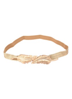 Buy Leaves Clasp Front Stretch Skinny Elastic Belt Gold in Saudi Arabia