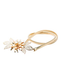 Buy Flower Embellishment Elastic Waist Strap Belt Gold in Saudi Arabia