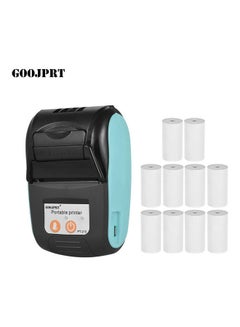 Buy GOOJPRT PT-210 Portable Thermal Printer with 10 Paper Roll Blue/Black in Saudi Arabia