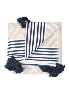 Buy Turkish Peshtemal Towel White/Blue 180 x 90cm in UAE