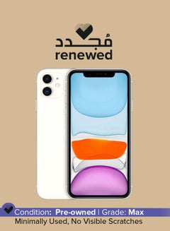 Buy Renewed - iPhone 11 White 128GB 4G LTE 2020 - Slim Packing - International Specs in UAE