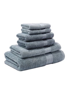 Buy 6-Piece Bonton Cotton Towel Set Sea Blue in UAE