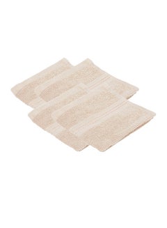 Buy 4-Piece Face Towel Set Beige 30x30cm in UAE