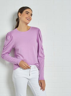 Buy Panda Ruched Long Sleeve T-Shirt Violet Tulle in UAE