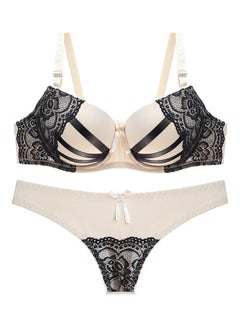 Buy Lace Details Underwear Set Beige/Black in UAE