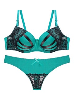 Buy Lace Details Underwear Set Green/Black in UAE