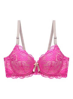 Buy Lace Details Push Up Bra Pink/White in Saudi Arabia