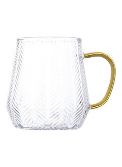 Buy Glass Cup Clear/Gold 8x8x9cm in Saudi Arabia