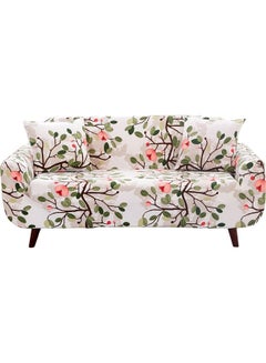 Buy 3-Seater Exquisitely Designed Floral Printed Wrinkle-free Full Coverage Stretchable Sofa Slipcover With 1xCusion Cover Multicolour Length Stretch From 186 To 230cm in Saudi Arabia