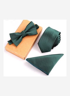 اشتري 3-Piece Dotted Textured Tie Set Green/White في السعودية