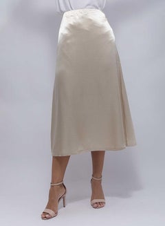 Buy Midi Satin Skirt Beige in UAE