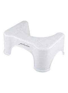 Buy Bathroom Plastic Toilet Stool White 44.5x27x21cm in UAE